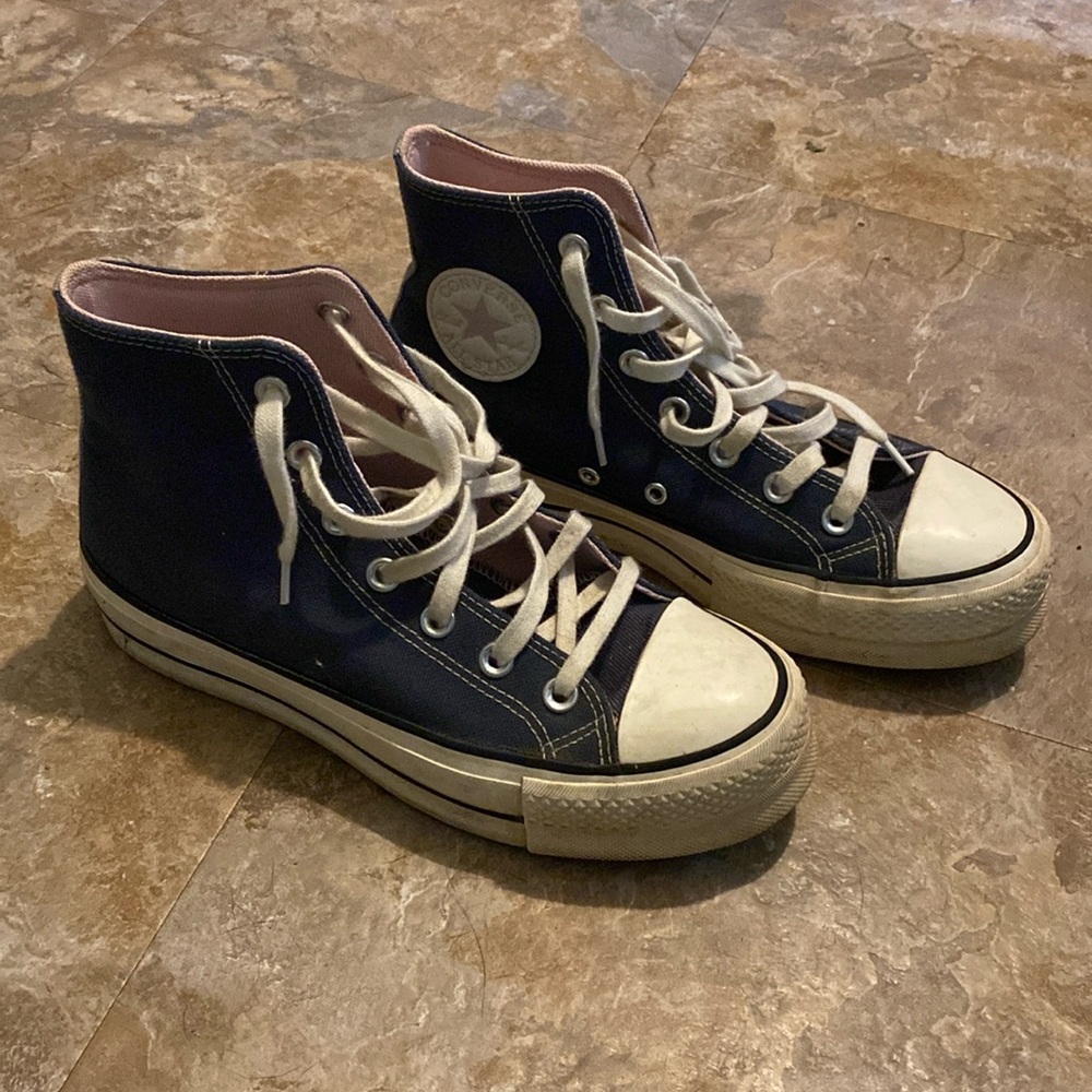 Navy Blue Platform Converse